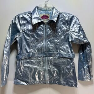 Highway Original Style Metallic Silver‎ Belted Jacket Girls Large See Notes